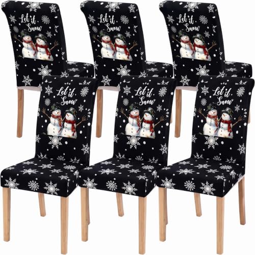 Moukeren Christmas Snowman Chair Covers - Black, Set of 6