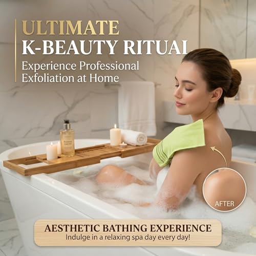 Olivia Tree Exfoliating Mitts - 6 Pack Korean Spa Body Scrubbers
