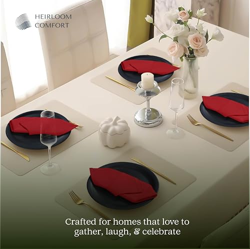 Red Cloth Napkins 17 x 17 Inch Set of 12 - Soft, Absorbent, Reusable Table Linens