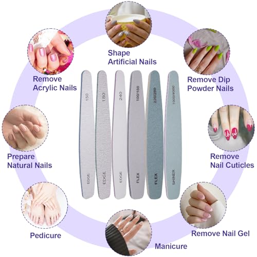 HomeyEra Professional Nail File and Buffer Set - 6 Pcs Multigrit Kit