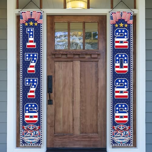 American 250th Anniversary Banner - 2 Pack, Patriotic Decor 12x71"