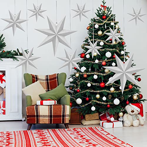 12 Pack White 3D Paper Star Lanterns for Christmas Wedding Party Home Decor