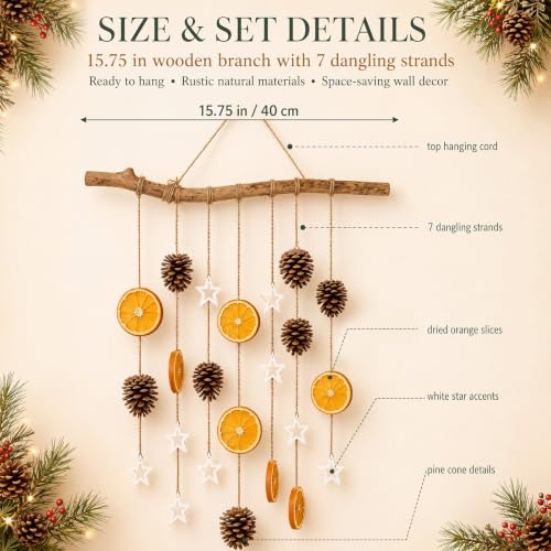 Rustic Christmas Hanging Decor with Dried Orange Slices Wall Art - Fuutreo