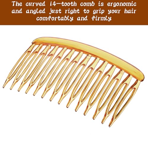 Dopenspi 16-Piece French Hair Side Combs - 14-Teeth Plastic Hair Clips