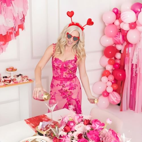 Valentine Heart Headband and Glasses Set - Red Sequin Outfit Accessory