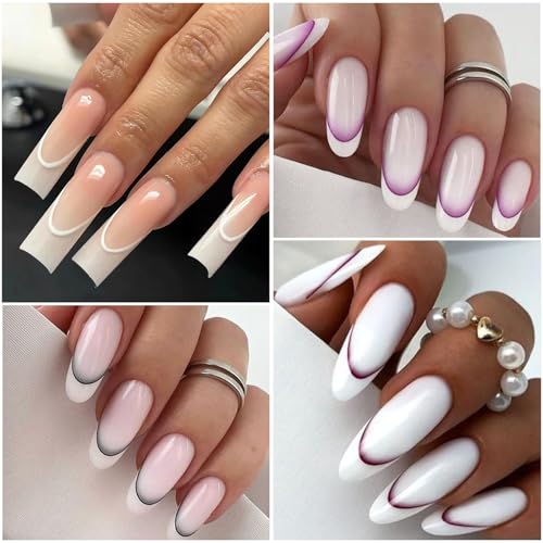 French Colorful Nail Art Stickers 3D Self-Adhesive Decals 6 Sheets