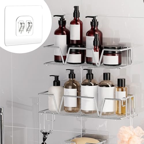 6PCS Waterproof Shower Caddy Adhesive Hooks – No Drill, Strong Hold