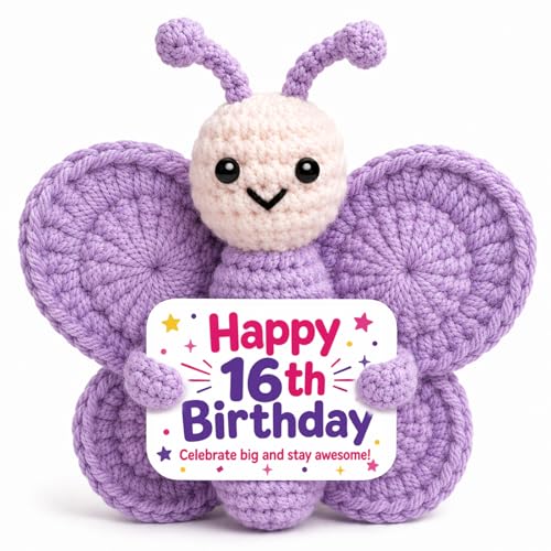 Handmade Crochet Purple Butterfly - Perfect 16th Birthday Gift