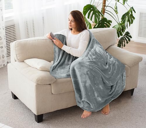 Utopia Bedding Flannel Fleece Throw Blanket, Ash Grey, 50x60 Inch