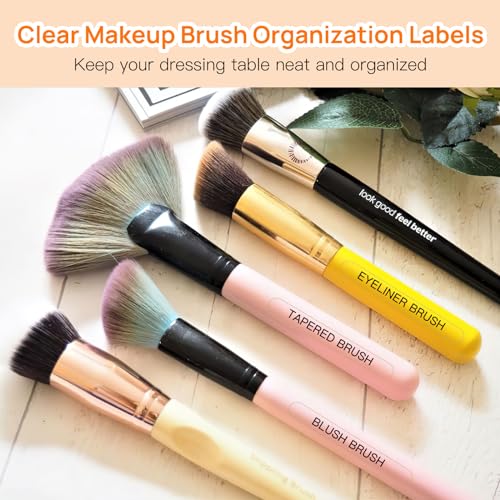 HVSWLY 210 Pcs Waterproof Makeup Brush Name Labels Clear Self-Adhesive