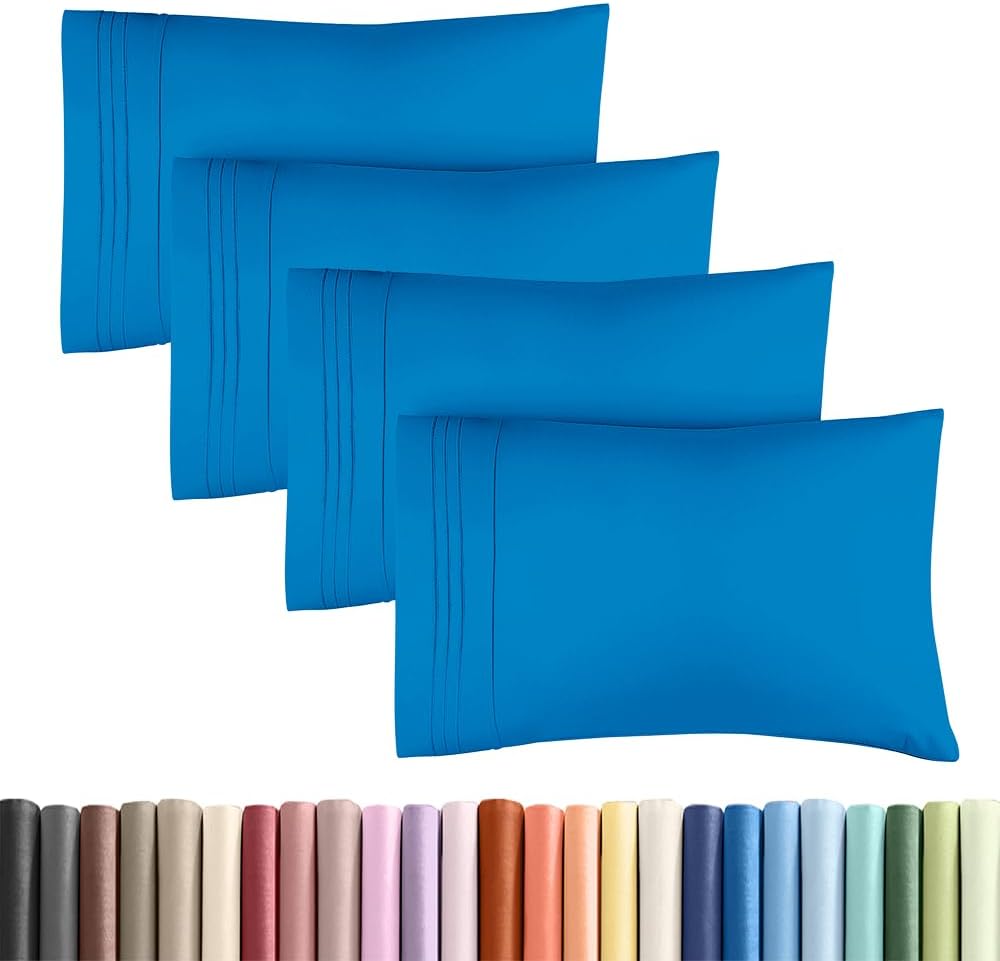 Skiennix Standard Pillow Cases Set of 4 - Ultra Soft Hotel Quality Covers - Machine Washable Royal Blue