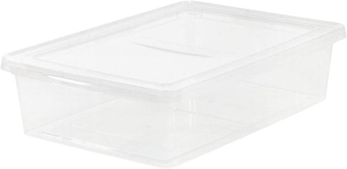IRIS USA Storage Bins - 10-Pack Clear Stackable Containers with Lids, 28 Quart for Shoe Organization