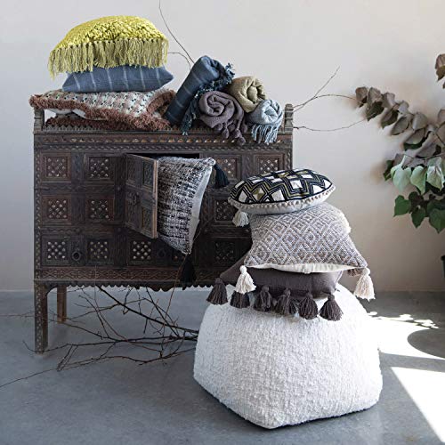 Creative Co-Op Woven Cotton Eyelash Fringe, Multi Color Pillow