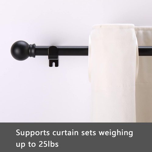 GXOACKJ Black Curtain Rods - Heavy Duty Metal Set for Windows 28 to 78 Inch | 2 Pack with Brackets