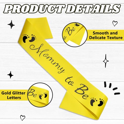 Mommy to Be Sash & Daddy to Be Pin Set - Yellow Satin, 63"