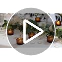 HAVITI Amber Glass Votive Candle Holders - 1.3" x 2" - Set of 4