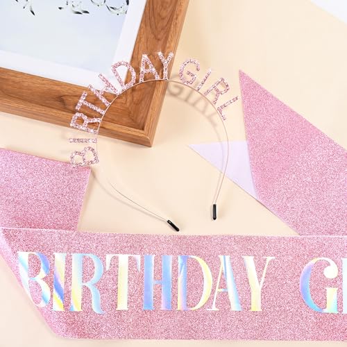 TAROSE Birthday Girl Tiara, Sash & Sunglasses Set - Rose Gold