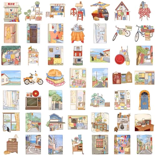 50 Vintage Aesthetic Stickers - Waterproof PET for Scrapbooking & Journaling