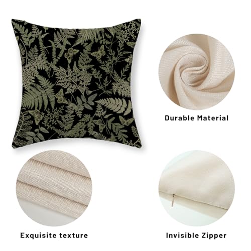 Sage Green Botanical Pillow Covers 18x18 - Set of 2