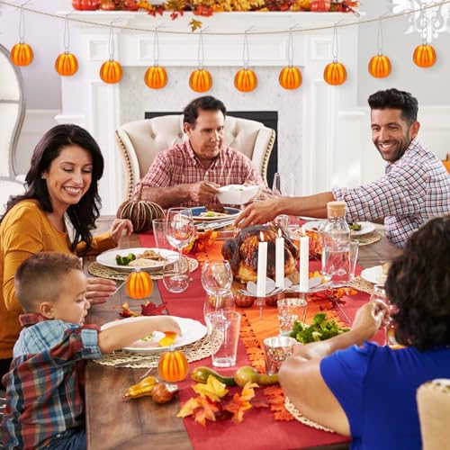 12 Orange Pumpkin Hanging Ornaments for Fall & Halloween Decor