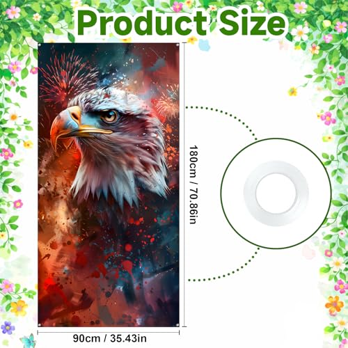 Large Patriotic 4th of July Door Cover - American Flag Banner