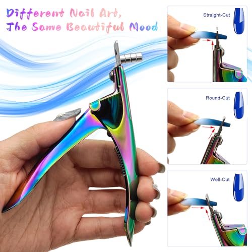 Acrylic Nail Cutter with Magnetic Size Adjuster Rainbow Stainless Steel