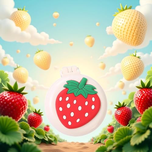 SelHeng Strawberry Travel Hair Brush, Folding Round Massage Brush with Mirror