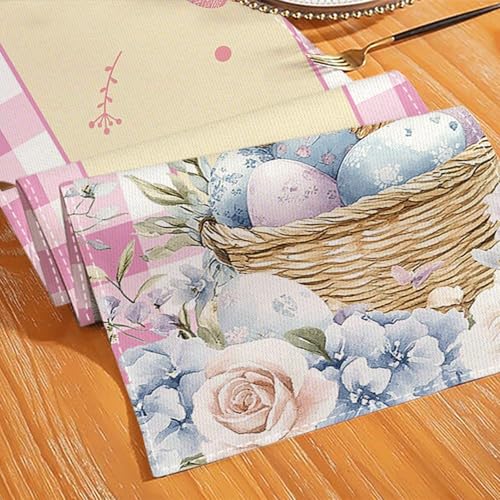 Easter Table Runner Watercolor Bunny Rabbit Eggs 13x72 Inch