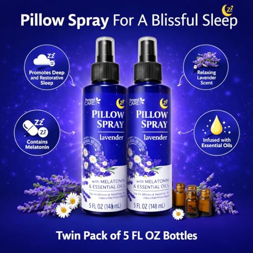 Lavender Pillow Spray with Melatonin & Essential Oils, 5 oz (2-Pack)