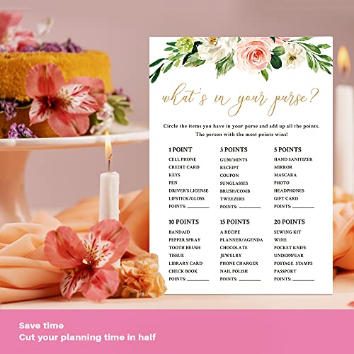 What's in Your Purse Game Cards - 30 Pack for Bridal Shower & Weddings