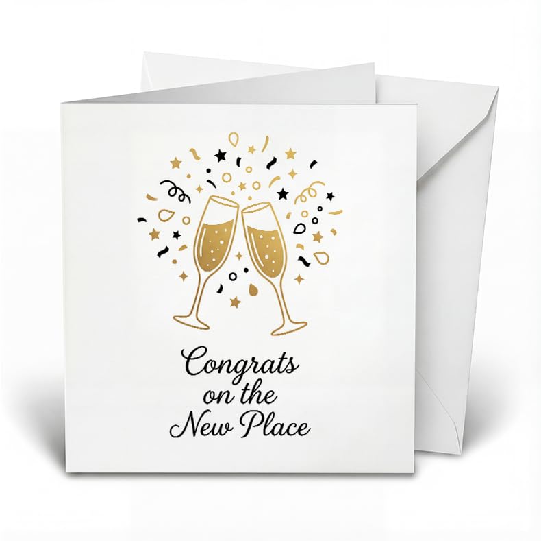 Elegant Champagne Toast New Home Card - 5.1" Square Greeting