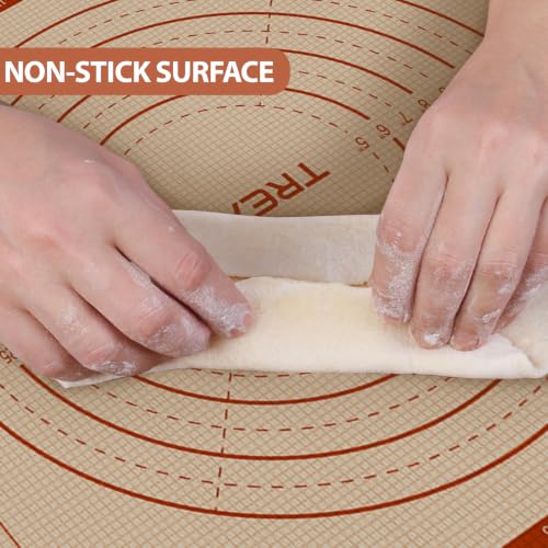 TREASO 24" x 16" Silicone Pastry Mat - Double Thickness Baking & Rolling Mat