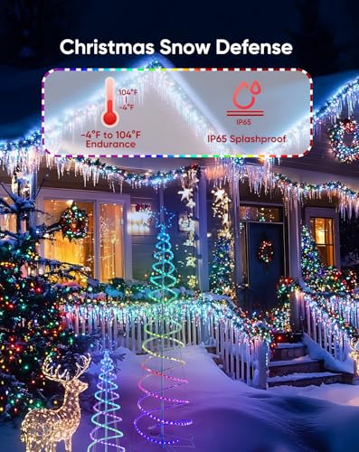 Outdoor Double Spiral Christmas Tree Light RGB+IC 3FT with Remote Control