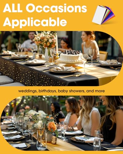 Niuara Black and Gold Tablecloth and Runner Set - 3+3 Pack for 6ft Tables