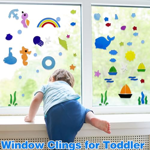 Summer Gel Window Clings - 4Pcs Colorful Jelly Stickers for Kids