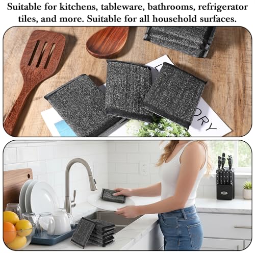 HaiFafafaing Steel Wool Scrubbing Spülschwamm - Heavy Duty Reusable Kitchen Sponge Set of 6