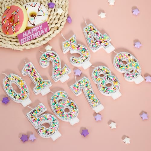 Number 5 Birthday Candles with Sprinkles - 3 Inch Party Decor