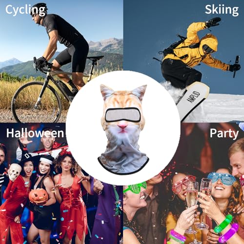 3D Cat Ski Balaclava Sheisty Face Mask with Ears Cute Animal Ski Mask Suitable for Music Festivals Raves Party Activities