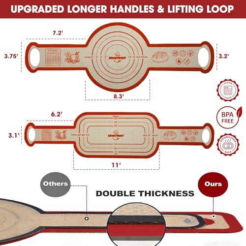Sourdough Bread Sling Set - 2PCS Non-Stick Silicone Mat with Long Handles