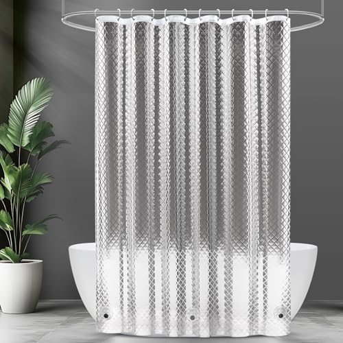 UFRIDAY 75-inch Clear Shower Curtain Liner, 3D Water Cube Waterproof PEVA