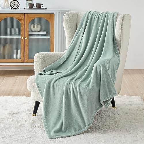 Bedsure Sage Green Fleece Throw Blanket 50x60 Inches - Soft Lightweight Plush Cozy Bed Couch Blanket