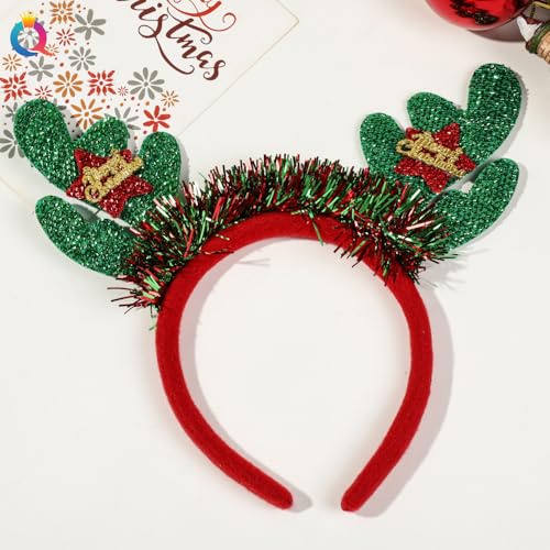 Christmas Headbands 4-Pack Glitter Tree & Antler Hair Accessories