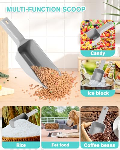 Aosnare 2-Cup Dog Food Scoop - Measuring Pet Food Scooper, Gray (2-Pack)