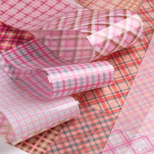 Pink Plaid Nail Foil Transfer Sheets 10 Rolls Checkered Manicure Decals
