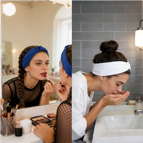 Nydotd 6 Pcs Stretchy Wide Headbands for Women - Soft Sweat-Wicking Non-Slip Hair Bands
