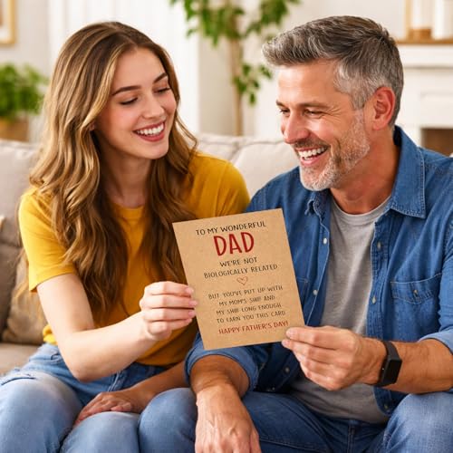Funny Father's Day Card for Stepdad - 5.5"x8" Humorous Gift