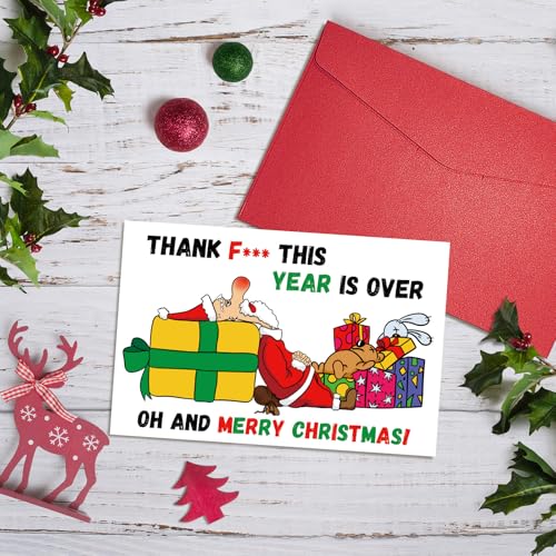 Funny Tired Santa Christmas Card - Sarcastic Holiday Greeting Card