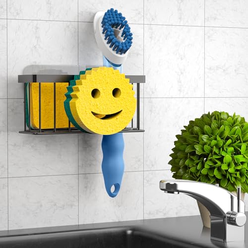 MURLONG Smiley Face Sponge Holder - 3-in-1 Sink Organizer