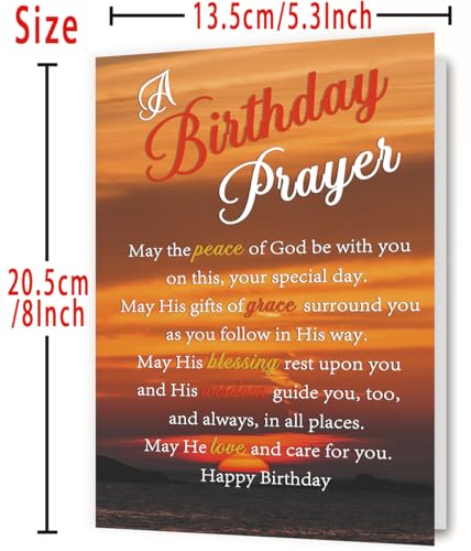 Christian Birthday Card with Inspirational Prayer | 8x5.3in