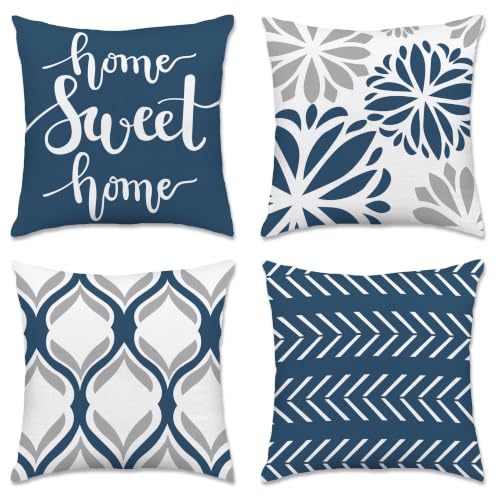 Pinata Blue Throw Pillow Covers 18x18, Boho Decorative Set of 4